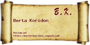 Berta Koridon névjegykártya